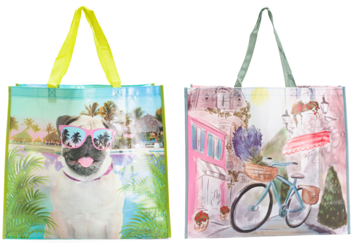 NEW TJ Maxx Shopping Bag Dogs with Glasses Reusable Travel Tote